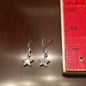 Silver Star Dangle Earrings